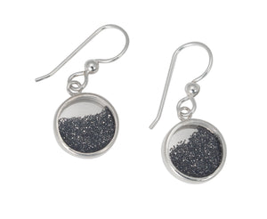 Diamond Dust Earrings, French Wire, Black