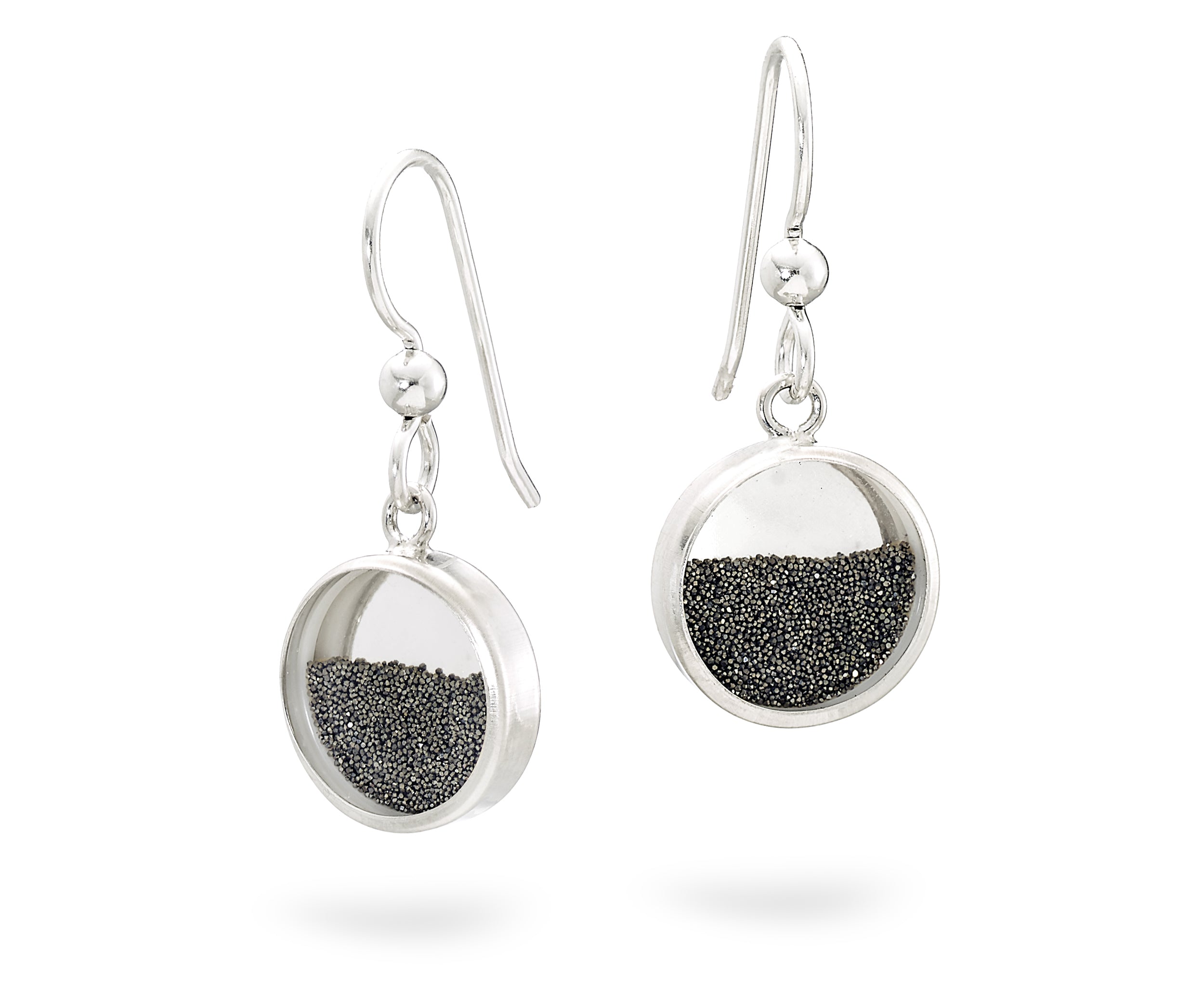 Diamond Dust Earrings, French Wire, Black