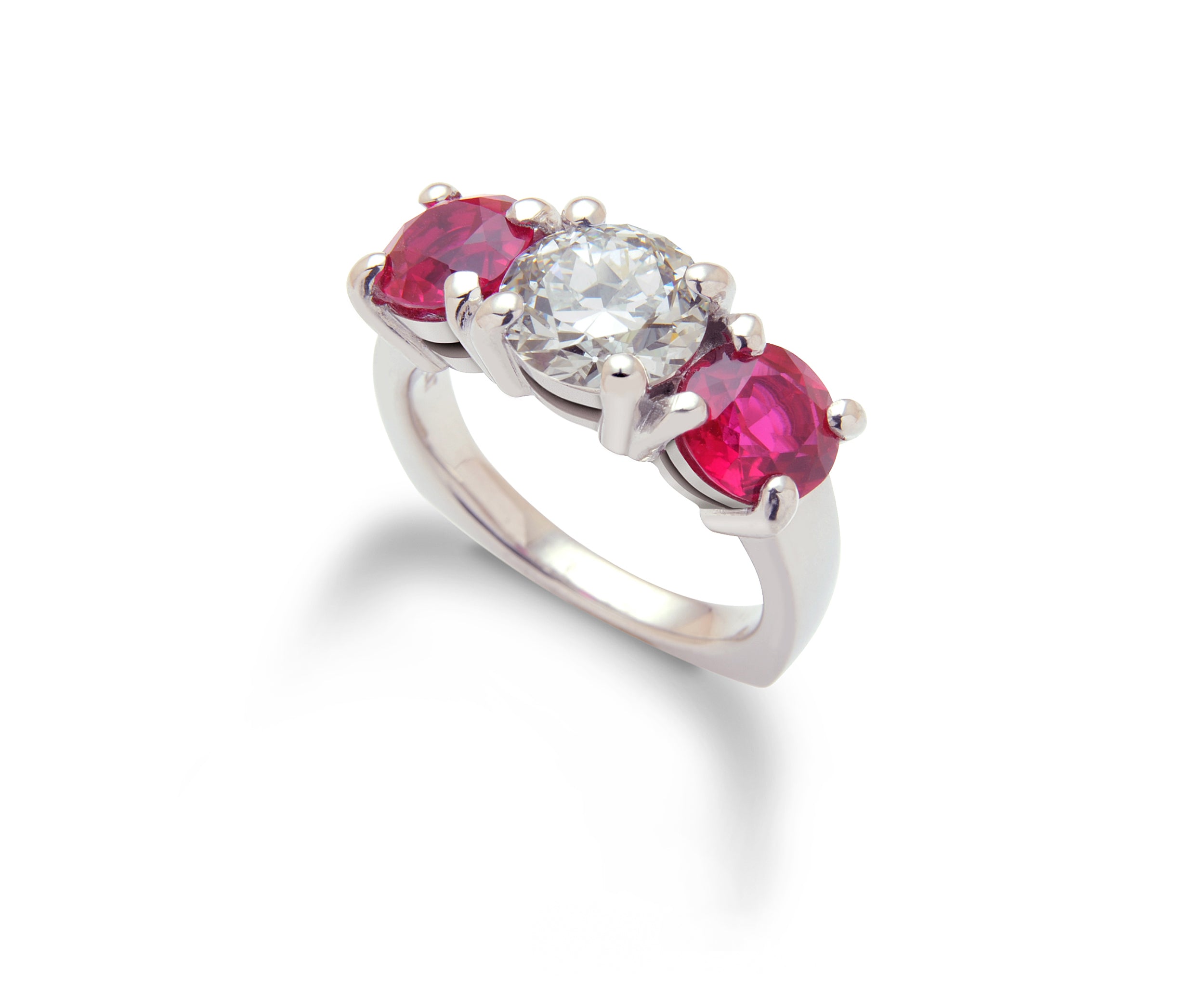 Two carat Diamond ring with large Rubies